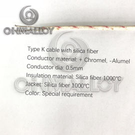 Silica Fiber 1000°C  Type K Thermocouple Cable 0.5mm Conductor